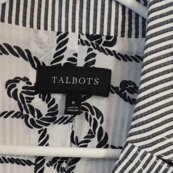 Talbots Pinstripe Single Breasted Blazer Jacket White Size 8 New With Tags - Picture 6 of 6